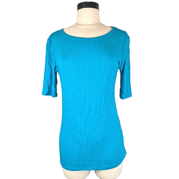 LulaRoe Gigi Tee Shirt Womens Small Teal Elbow Length Sleeve Rounded Neck New - Picture 1 of 11